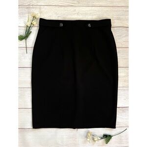 New York Clothing Co. Button Black Pencil Skirt